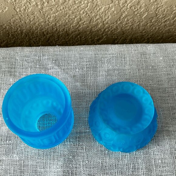 Mini L.E. Smith Mould Moon & Star Courting Fairy Lamps - Colonial Blue Frost - W - Picture 4 of 5